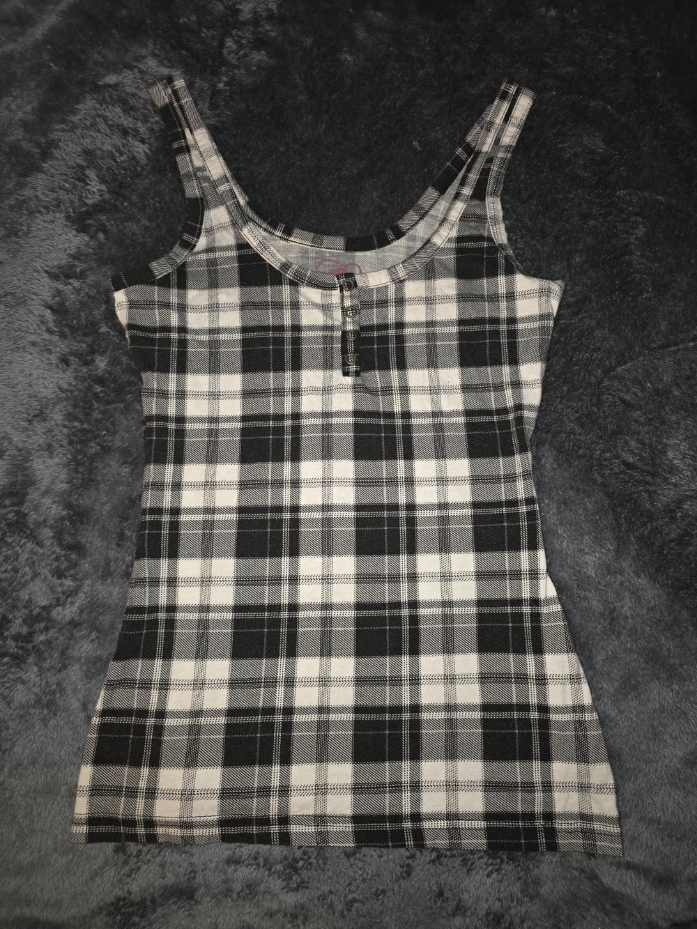 OP Black & White Plaid Tank Top